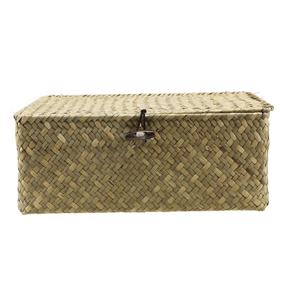 

New Seaweed Woven Basket Straw Woven Debris Desktop Storage Box Hand-woven Storage Basket - Size (Original Color)