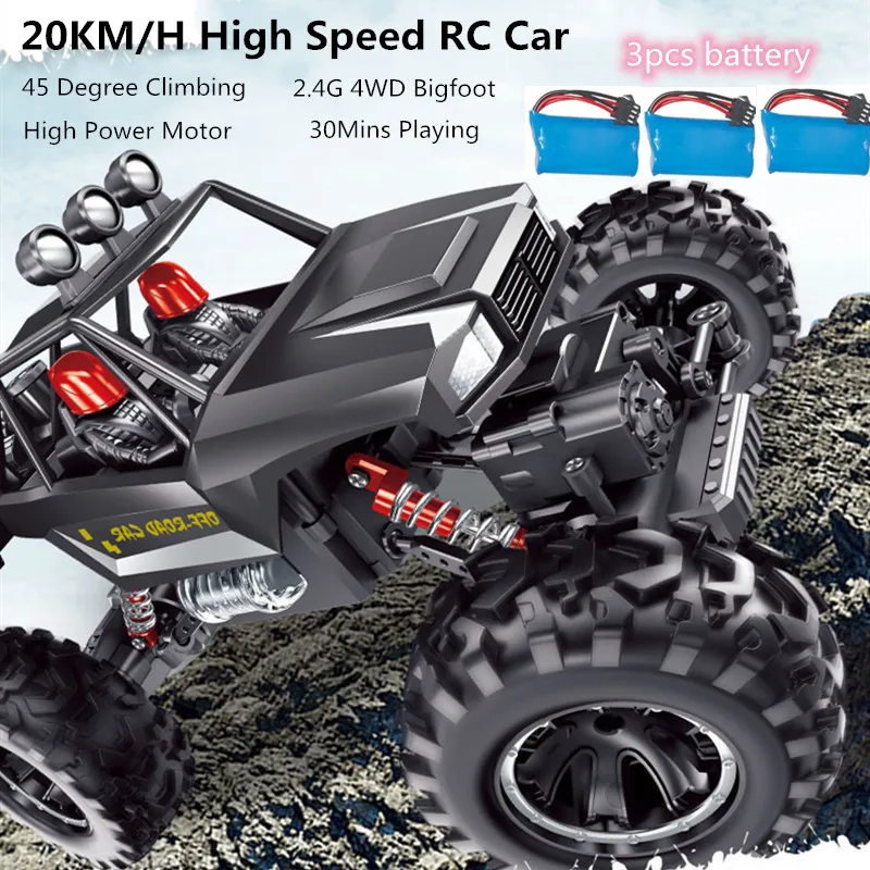 

2.4G 4WD Off-road Climbing Crawel Bigfoot Car Toy Independent Shock Absorption Buggy Truck Exhaust spray Alloy Racing Car Gifts