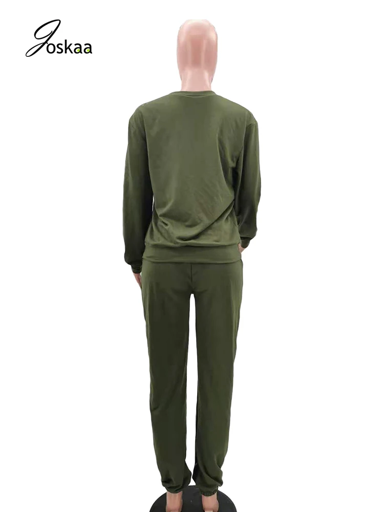 

Joskaa Women Autumn Winter Leisure Tracksuit Full Sleeve Loose Shirt Lounge Pants Casual Sporty Fitness 2 Piece Matching Sets