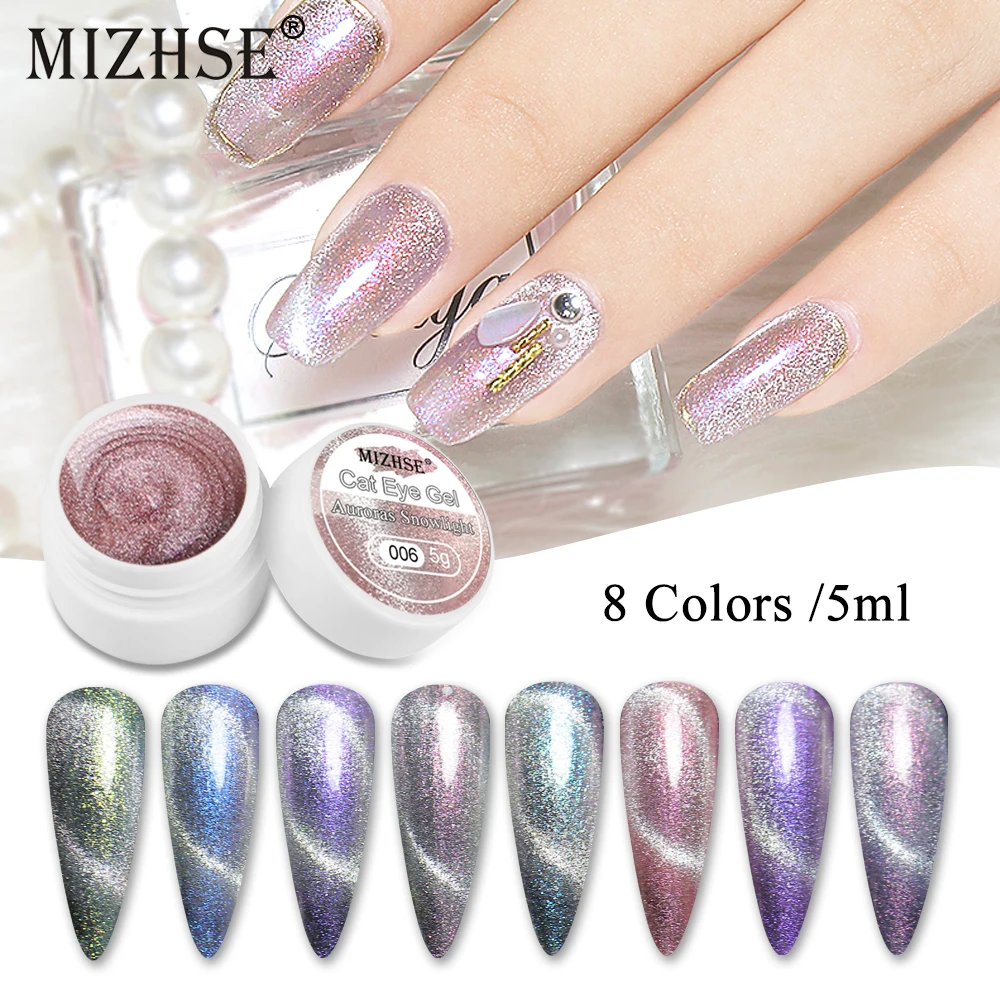 

MIZHSE 5 мл Auroras Snowlight гель кошачий глаз гибридные Лаки гель отмачиваемый смузи широкие кошачьи глаза с магнитной палкой для дизайна ногтей