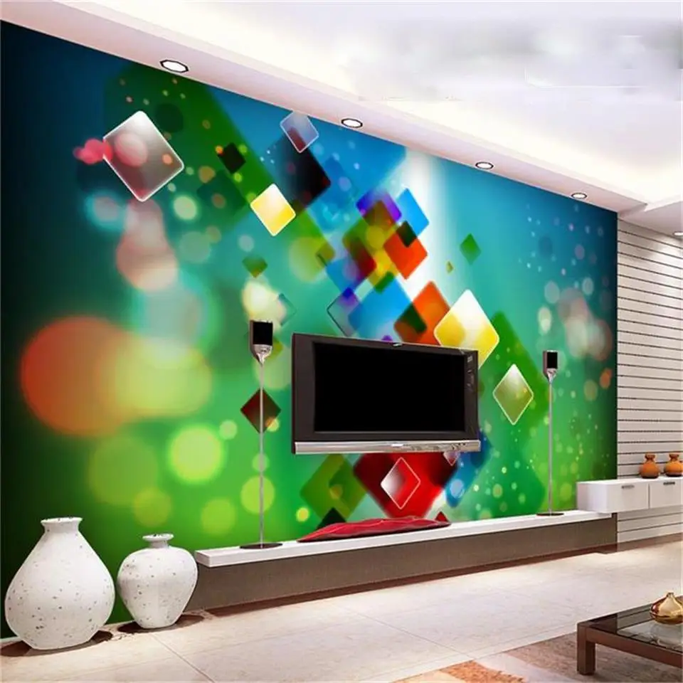 

custom 3d photo wallpaper living room bed room mural 3D cube green charm DJ bar picture sofa backdrop wallpaper for wall 3d