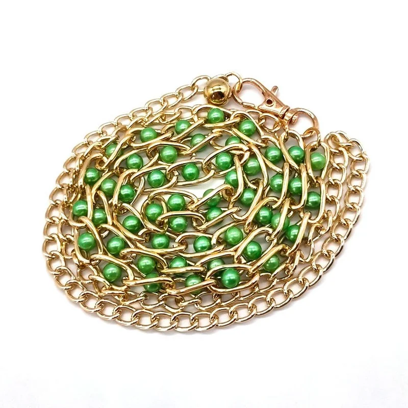 

ashion Elegant Ladies Metal Adjustable Thin Ladies Waist Chain Women Strap Dress Belt Pearl Decorative Clothess Accessories