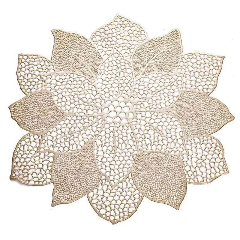 Полый Бронзовый кухонный Противоскользящий коврик в виде лотоса для западного