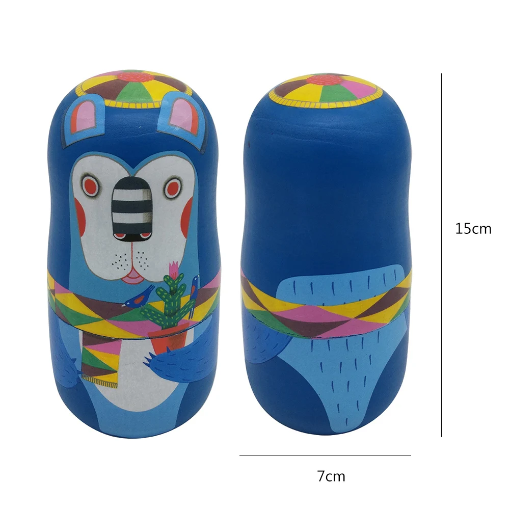 

5Pcs Cartoon Clown Wooden Russian Matryoshka Nesting Doll Puzzle Toy Gift Decor