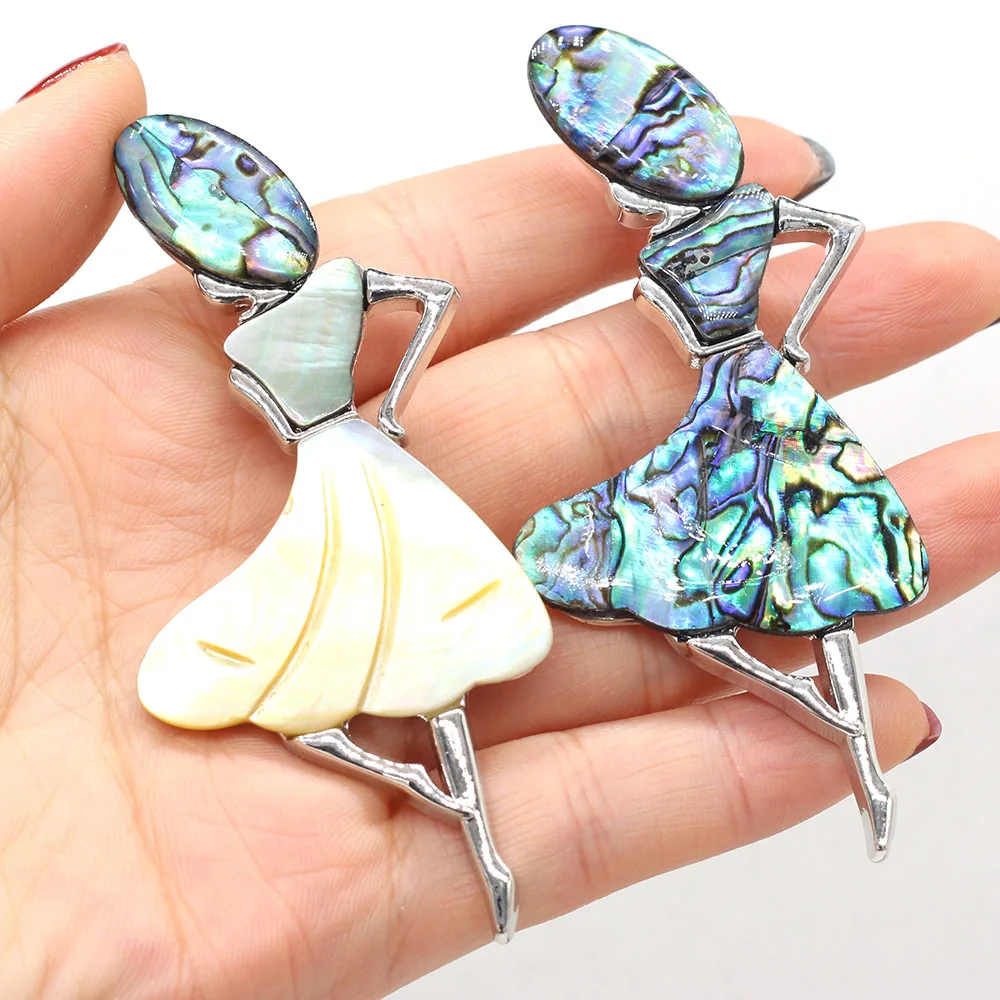 

2021 Natural Abalone Shell Elegant Beauty Lady Brooches Pendant for Dual Jewelry Making DIY Necklace Pins Accessories Wedding