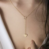 heart pendant necklace womens neck chain jewelry 2021 kpop gift aesthetic accessories stainless steel korean fashion girls love