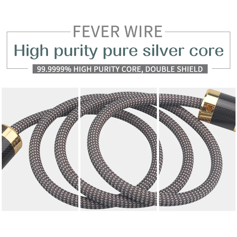 TOP BEST 6N High-purity Pure Silver Audio Power Cable EU/US Red Copper Rhodium-plated Platinum Plug | Электроника