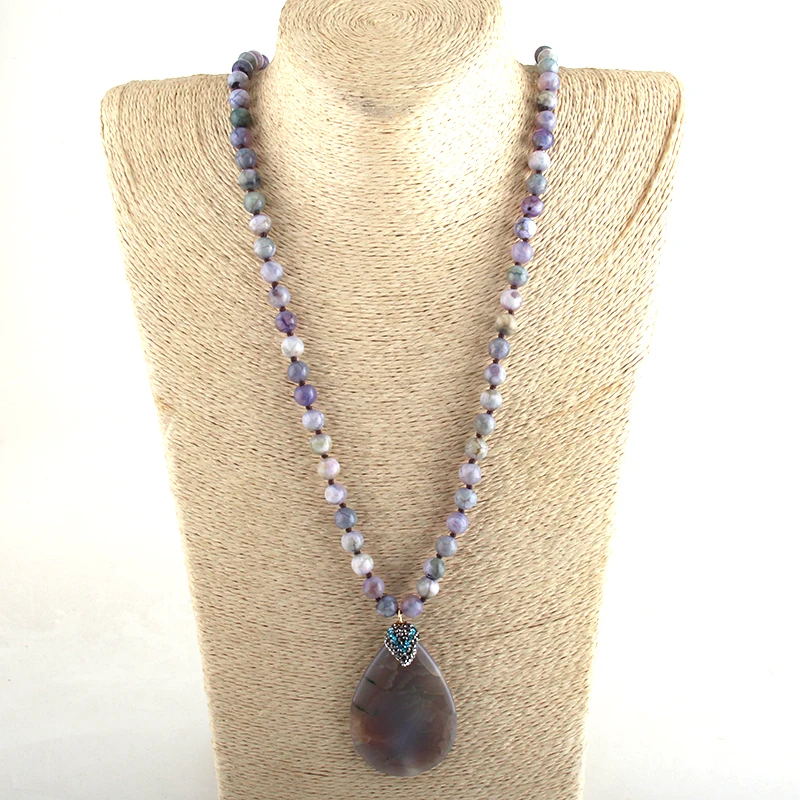 Модные ювелирные изделия камни узелковый камень подвеска ожерелья для женщин