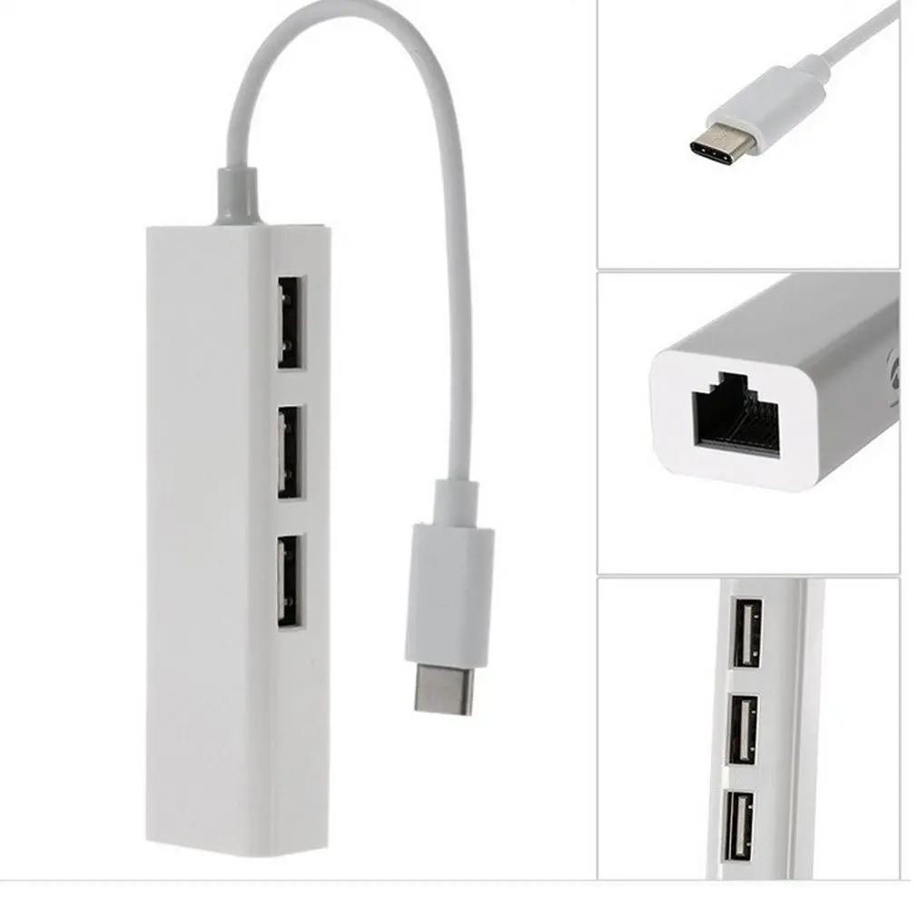 USB Gigabit Ethernet с 3 портами C HUB 2 0 RJ45 Lan сетевая карта к Ethernet-адаптеру для Mac iOS Android PC RTL8152
