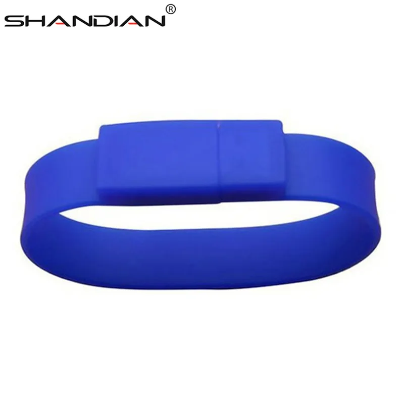 Силиконовый браслет на запястье SHANDIAN 100% реальная емкость 4 ГБ 16 32 64 USB флеш