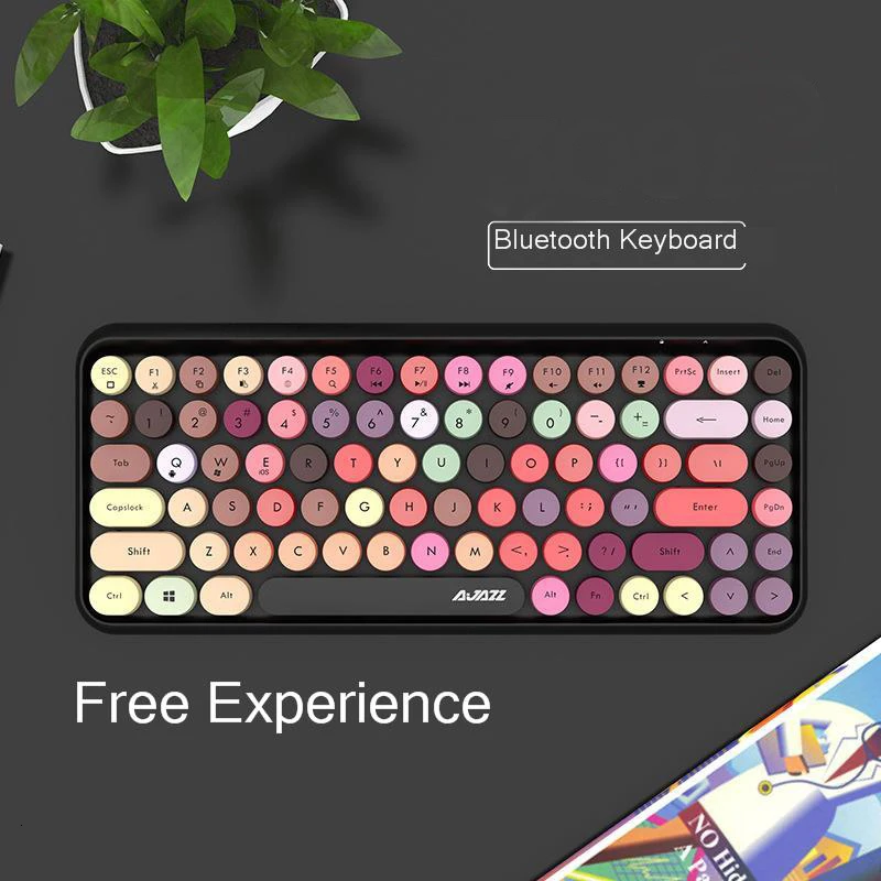 JellyComb Bluetooth клавиатура ретро круглая Keycap пластиковая панель красочная граница