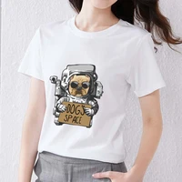 t shirt womens small fresh and casual cartoon pattern cute aerospace puppy print series slim all match soft round neck top