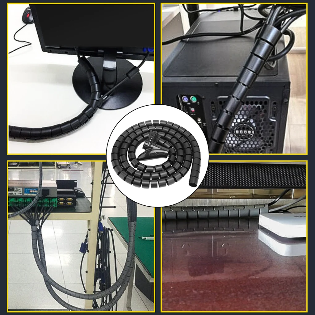 

1.5/2m Flexible Spiral Cable Organizer Storage Pipe Cord Protector Management Cable Winder Desk Tidy Cable Accessories