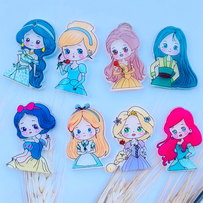 

10/20 New Shiny Cartoon Lovely Princess Acrylic Flat DIY Crafts Mobile Phone Case Ornament Accessories 020