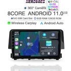 Carplay DSP Android 11 автомобильный мультимедийный плеер для Honda Civic 2015 2016 2017 2018 2019 8Core Navi GPS радио аудио 4G LTE стерео