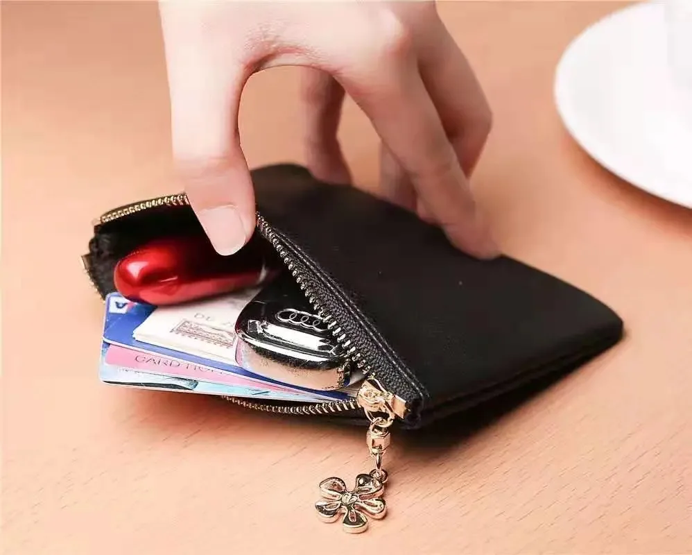Простые черные короткие кошельки из мягкой кожи для женщин клатч на молнии с