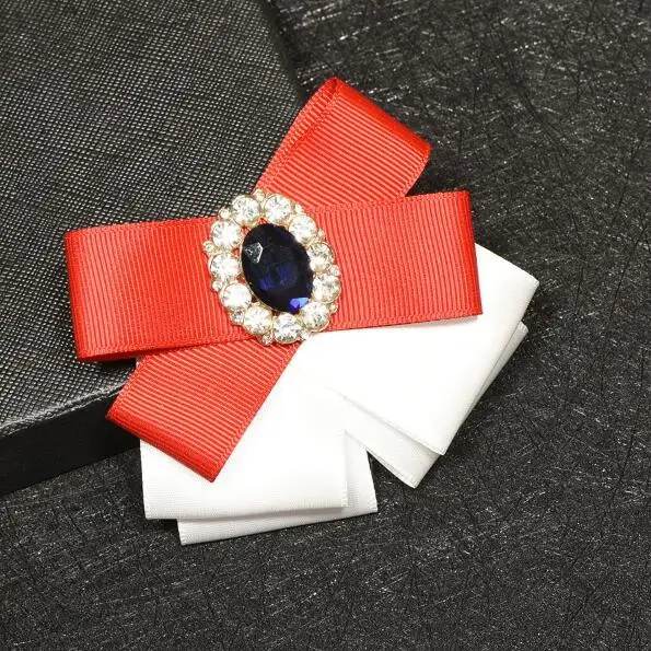 Red White I-Remiel Bowties брошь-Бант Цветок Металлическая Ткань Глод жемчуг булавки и броши корсаж женские броши на лацкан для женщин - Окраска металла: Red White