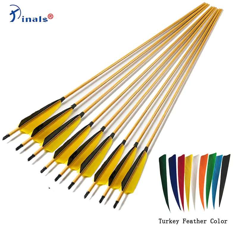 Archery Turkery Feathers Vanes Spine 400 500 600 Carbon Arrows Bamboo Skin ID6.2mm Shafts for Compound Recurve Bow Hunting