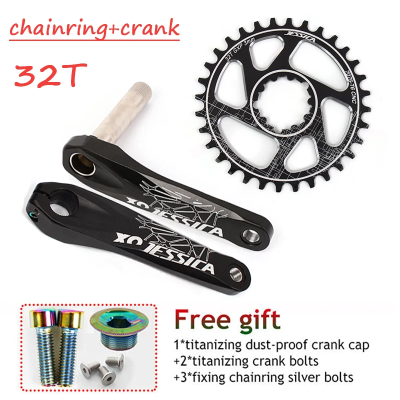 crank chainring-32t Джессика система для MTB GXP передняя Звездочка узкая широкая цепь из колец Цепь 32/34/36/38T дорога горный велосипед кольцо в виде цепочки Алюминий фиксированный шатун для велосипеда - Цвет: crank chainring-32t