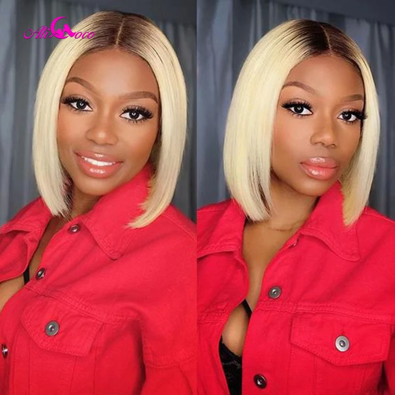 

Ali Coco Color 4 613 Lace Front Human Hair Wigs Pre-Plucked 13x4 Short Bob Wigs For Women Brazilian Straight Ombre Wig Wholesale