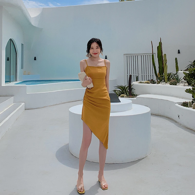 

New original to film the seaside holiday skirt with shoulder-straps brought little sexy irregular skirt