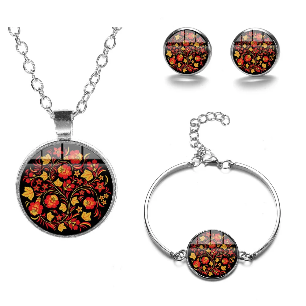 Азиатских Хохлома русским народным творчеством узорами комплекты ювелирных