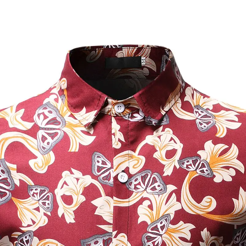 

Classic Floral Print Men's Long Sleeve Shirt 2019 Autumn New Fashion Breathable Shirts for Men Casual Slim Fit Chemise Homme 3XL