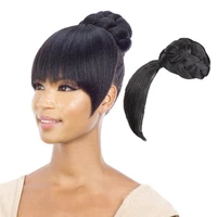 fake hair bangs extension clip in on synthetic hair bun chignon hairpiece for women drawstring ponytail updo hair accessories
