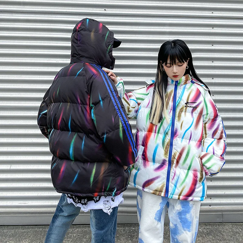 

Graffiti Print Cotton Padded Parkas Hooded Jacket Streetwear Winter Hip Hop Casual Thick Warm Coats Hipster Fashion Tops WY408