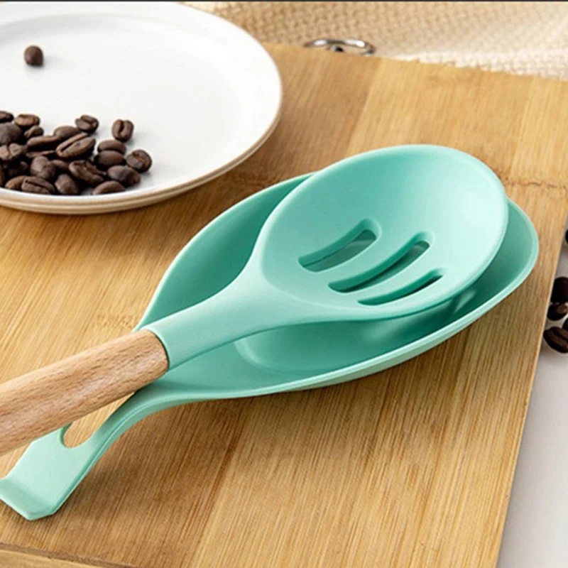 1 шт. набор кухонной посуды из силикона с натуральными деревянными ручками