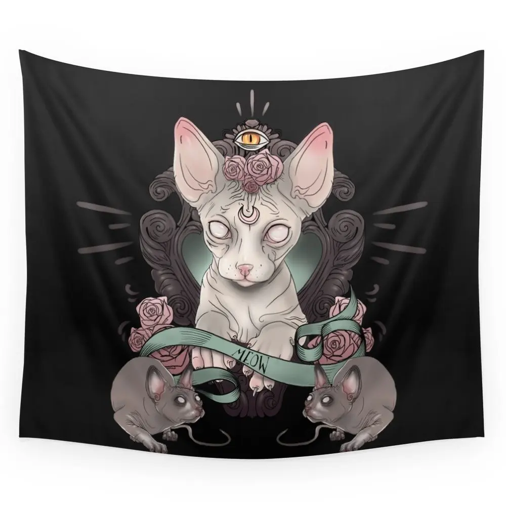 

Sphynx-темный настенный гобелен, пляжное полотенце, плед, одеяло, коврик для пикника, йоги, украшение для дома