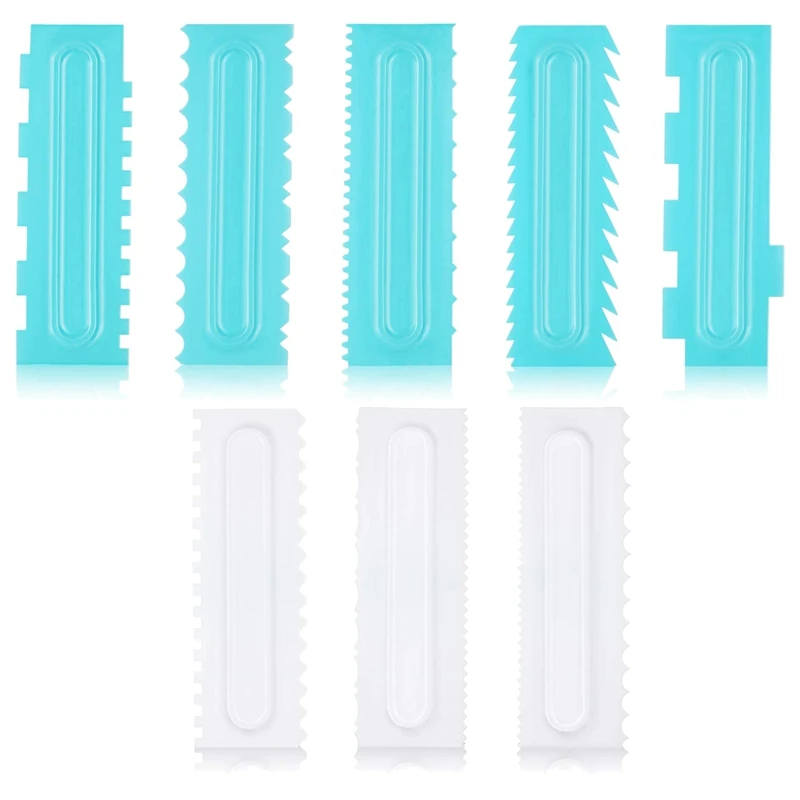 

8 Pieces Cake Scraper Icing Smoother Plastic Sawtooth Scraper Icing Comb Icing Smoother for Cake Decorating Butter Cream