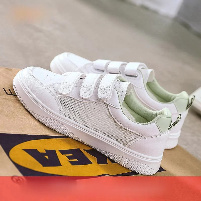 

Женские кроссовки на плоской подошве, белые сетчатые кроссовки на липучке, лето 2021