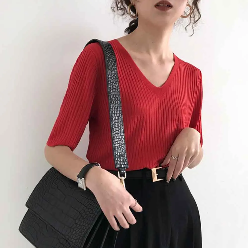 Футболка из вискозы трикотажная женская весна-лето приталенные дышащие для