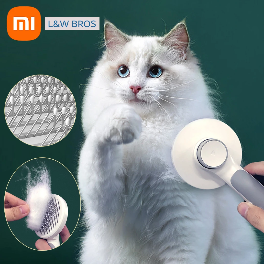 

NEW2022 xiaomi Self Cleaning Slicker Brush for Dog Cat Removes Undercoat Tangled Hair Massages Particle Pet Comb Improves