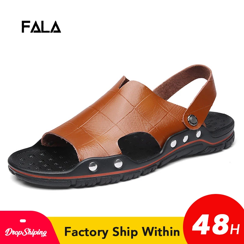 2020 классические мужские сандалии летние из натуральной кожи уличные