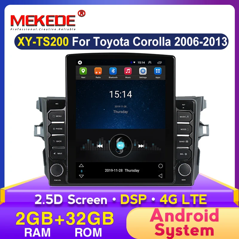 Автомагнитола MEKEDE для Toyota corolla мультимедийный плеер на android 2 32 ГБ с навигацией 2007