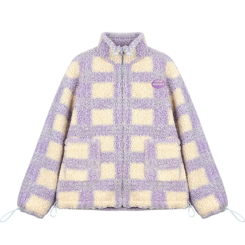 

Plaid Sweet Furl Coat Women Warm Winter Trend Coats and Jakets Female Loose Japanese Style Kawaii Korean Overcoat Women 2020 New