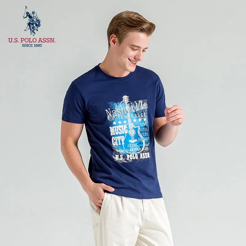 US Polo Assn. Черный белый цвет серо-голубой джемпер Мужская футболка Летний Новый