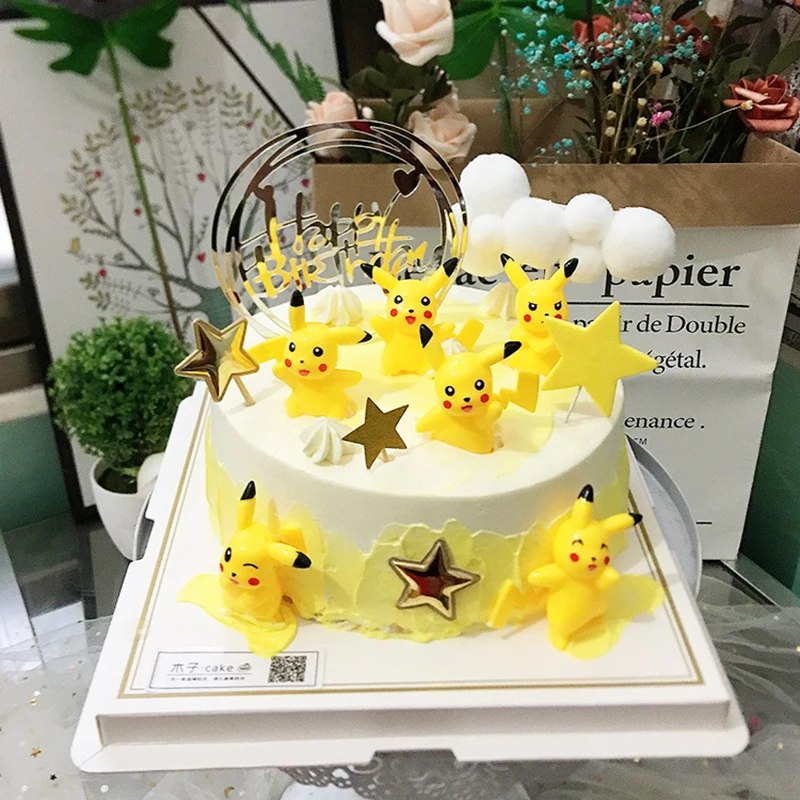 

Pokemon Cake Topper Acrylic Letter Anime Figures Pikachu Dolls Birthday Party Decor Gifts for Kids Party Favors