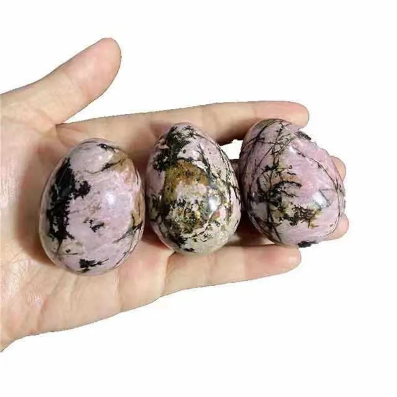 

MOKAGY 1pc 2 inch Natural Healing Reiki Rhodonite Rose Quartz Crystal Yoni Egg