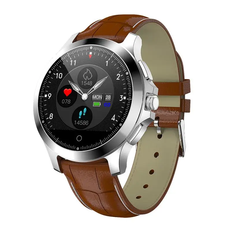 Sliver Brown leather W8 Смарт-часы спортивные Смарт-часы ЭКГ+ PPG монитор сердечного ритма кровяного давления фитнес-трекер для мужчин и женщин модный смарт-браслет - Цвет: Sliver Brown leather