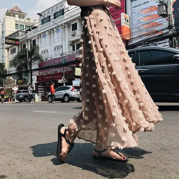 Элегантная летняя винтажная юбка с подкладкой высокая талия женские сетчатые