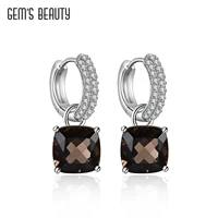 gems beauty 925 sterling silver gemstone candy earrings natural smoky quartz drop earrings for women wedding fine jewelry