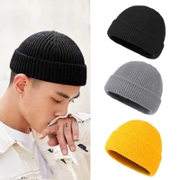 fashion hip hop beanie hat yuppie skullcap knitted solid color melon beanies winter autumn sailor cap casual hat for men women