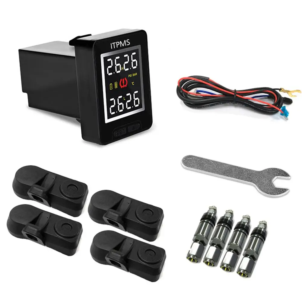 U912 Авто Беспроводная TPMS система контроля давления в шинах с 4 датчиками ЖК-дисплей Встроенный монитор Автомобильная система давления в шинах