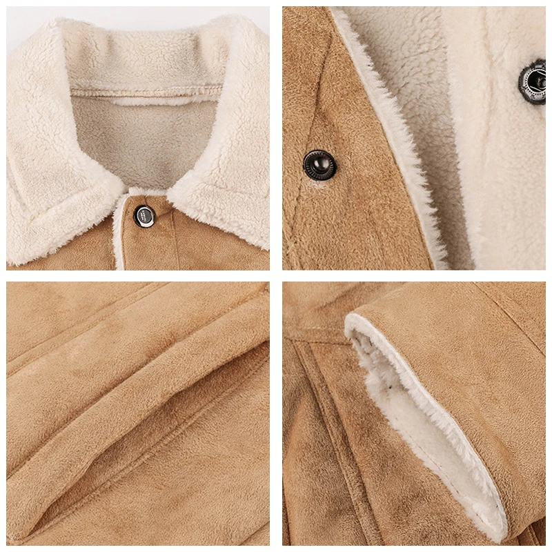 

KALENMOS Men's Leather Jackets Fashion Motor Fur collar Leather Jacket Coat Men Winter Fleece Casual Biker Brand Mens Clothing