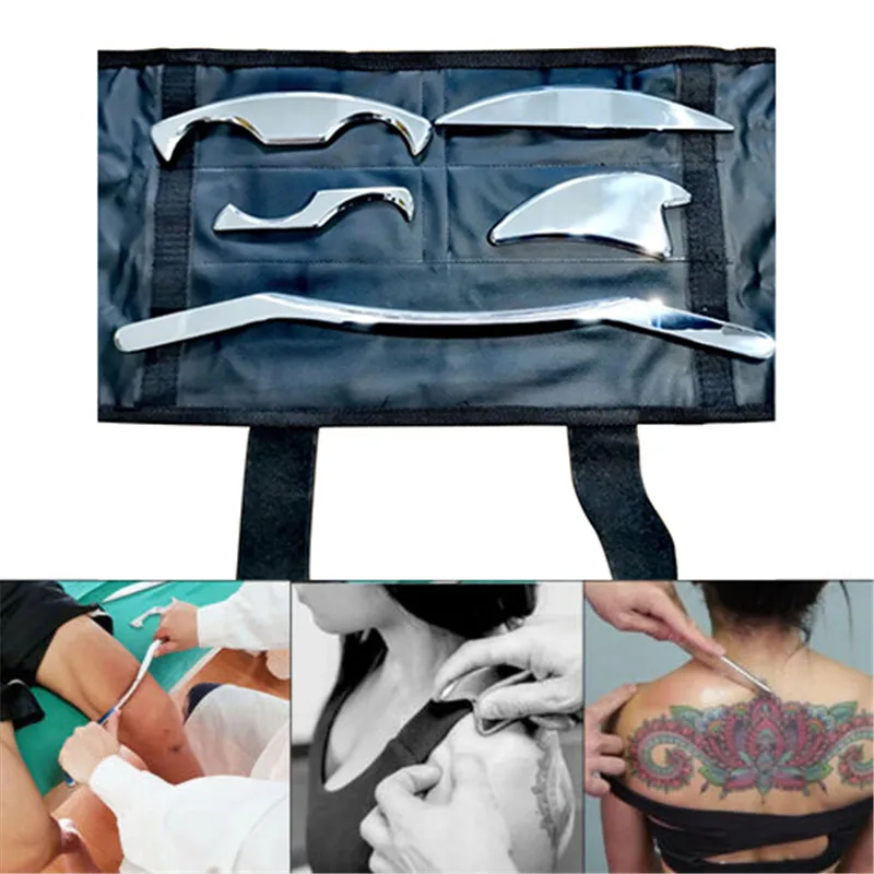 

Stainless Steel Scraping Set Gua Sha Scraper Myofascial Knife Muscle Relax For Face Neck Back Body Acupuncture Pressure Therapy