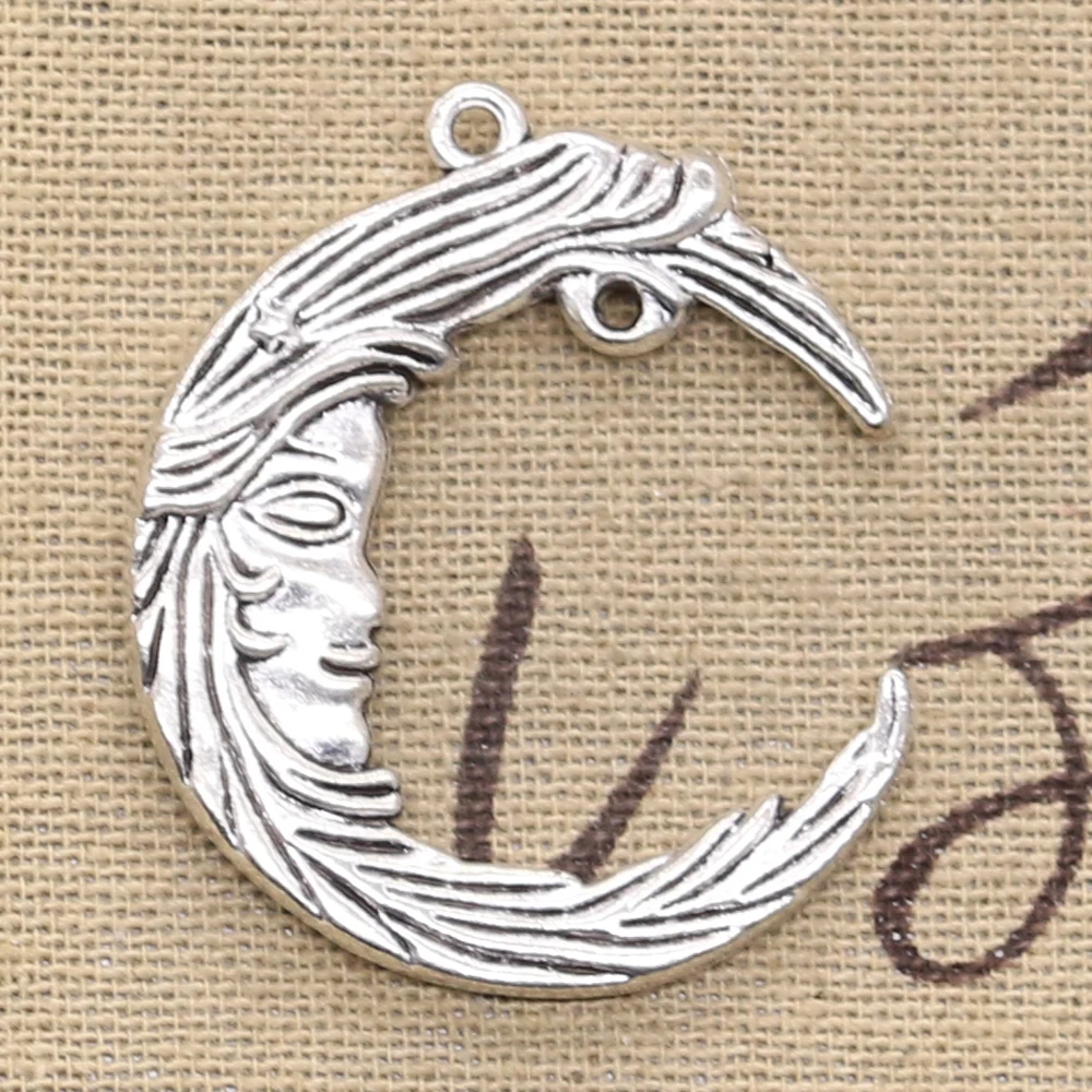 4 шт. амулеты мужские на Луне 38x32 мм античные бронзовые подвески из серебра DIYCrafts делая находки тибетские ювелирные изделия