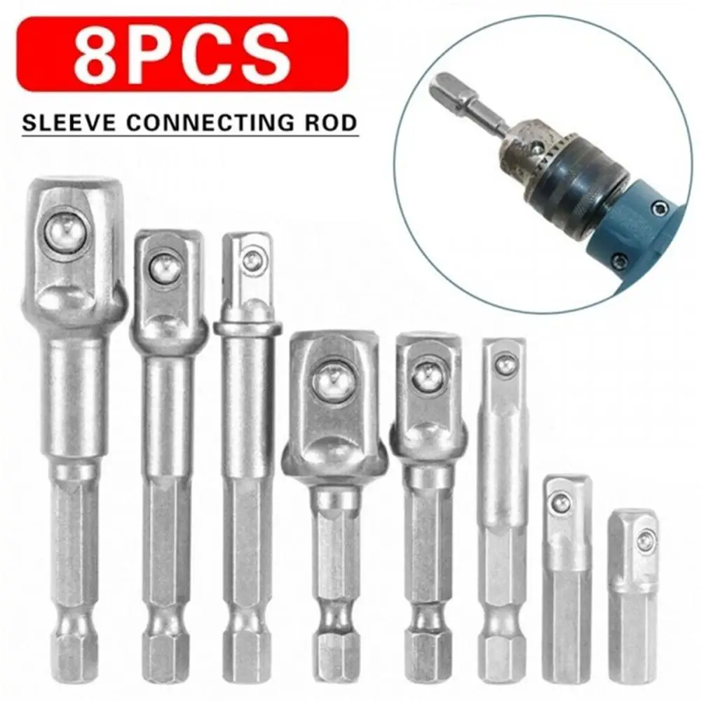 

3/8PCs Socket Adapter Set 1/4" 3/8" 1/2" Hex Shank Impact Driver Bit Set for Electric Screwdriver Air Screw